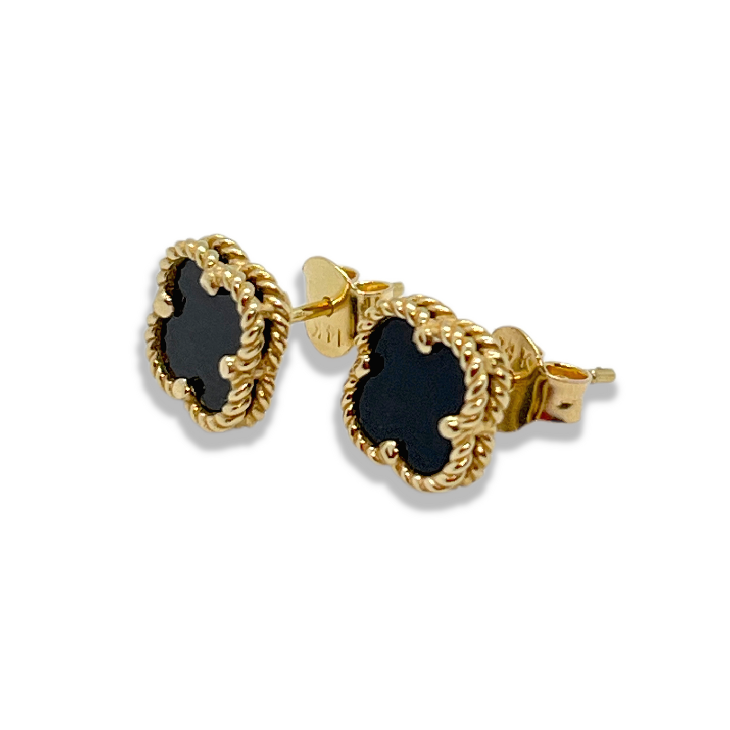 Aretes de trebol color negro