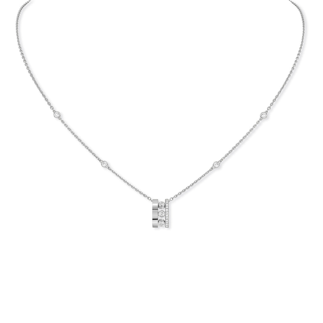 Collar oro blanco diamante - Colgante con cadena Move Romane - Messika